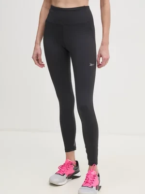 Reebok legginsy treningowe LUX Collection kolor czarny gładkie 100205639