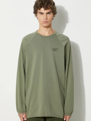 Reebok LTD longsleeve bawełniany T-Shirt kolor zielony gładki RMAA00BC99JER0015500
