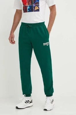 Reebok spodnie dresowe Brand Proud kolor zielony z nadrukiem 100076462