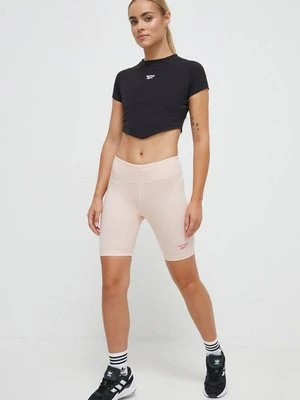 Reebok szorty damskie kolor różowy gładkie high waist