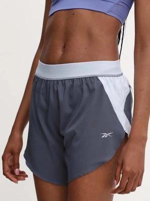 Reebok szorty do biegania kolor niebieski wzorzyste high waist 100076057