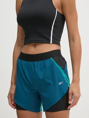 Reebok szorty do biegania kolor niebieski wzorzyste high waist 100205434