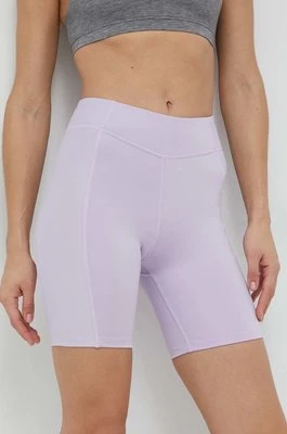 Reebok szorty do jogi damskie kolor fioletowy gładkie high waist