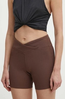 Reebok szorty do jogi LUX Collection kolor brązowy gładkie medium waist 100075382