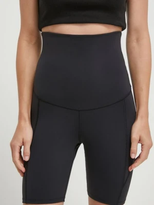 Reebok szorty treningowe ciążowe MATERNITY kolor czarny gładkie high waist