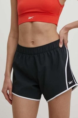 Reebok szorty treningowe ID Train kolor czarny wzorzyste high waist 100034912