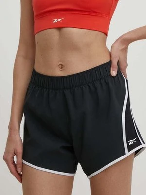 Reebok szorty treningowe ID Train kolor czarny wzorzyste high waist 100034912