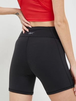 Reebok szorty treningowe LUX COLLECTION kolor czarny gładkie high waist HS7794.100028185