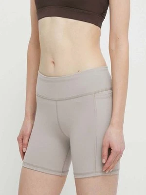 Reebok szorty treningowe LUX COLLECTION kolor szary gładkie high waist 100076148