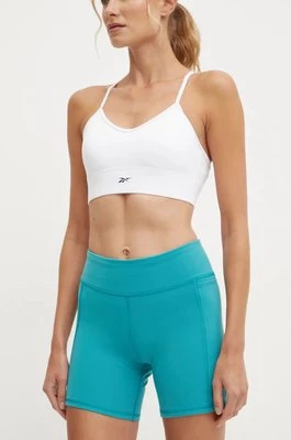 Reebok szorty treningowe LUX Collection kolor turkusowy gładkie high waist 100206175