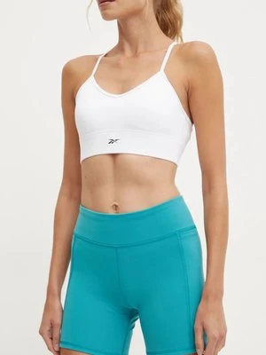 Reebok szorty treningowe LUX Collection kolor turkusowy gładkie high waist 100206175