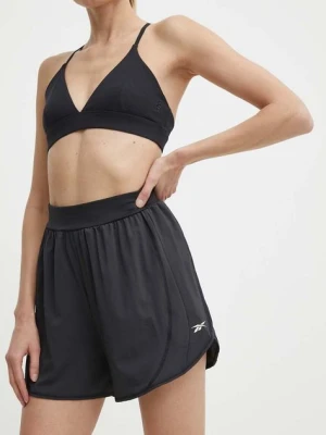 Reebok szorty treningowe Lux kolor czarny gładkie high waist 100075360