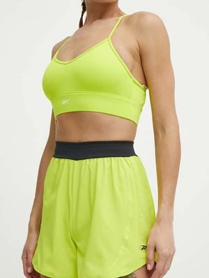 Reebok szorty treningowe Lux kolor zielony gładkie high waist 100076090