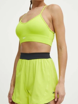 Reebok szorty treningowe Lux kolor zielony gładkie high waist 100076090