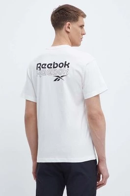 Reebok t-shirt bawełniany Brand Proud męski kolor beżowy z nadrukiem 100076380