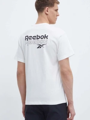 Reebok t-shirt bawełniany Brand Proud męski kolor beżowy z nadrukiem 100076380