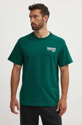 Reebok t-shirt bawełniany Brand Proud męski kolor zielony z nadrukiem 100076384