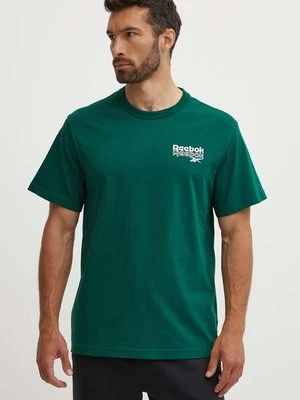 Reebok t-shirt bawełniany Brand Proud męski kolor zielony z nadrukiem 100076384