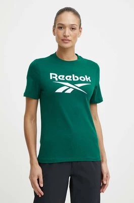 Reebok t-shirt bawełniany Identity damski kolor zielony 100076007