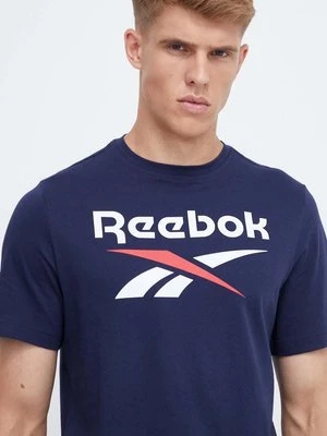 Reebok t-shirt bawełniany IDENTITY kolor granatowy z nadrukiem 100071176