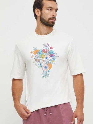 Reebok t-shirt bawełniany kolor beżowy z nadrukiem