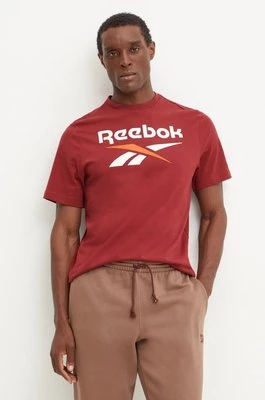 Reebok t-shirt bawełniany męski kolor bordowy z nadrukiem 100206030