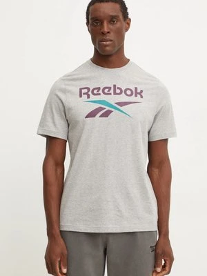 Reebok t-shirt bawełniany męski kolor szary z nadrukiem 100206031