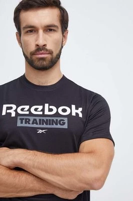 Reebok t-shirt treningowy kolor czarny z nadrukiem