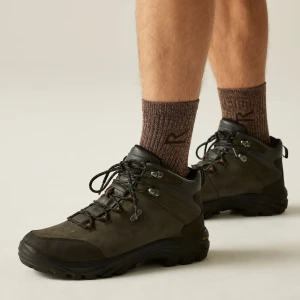 Regatta   Buty męskie trekkingowe skórzane z membraną Burrell Vibram Brązowy, Rozmiar: