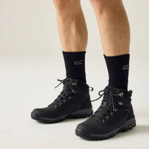 Regatta   Buty męskie trekkingowe wysokie z membraną Blake Vibram Czarny, Rozmiar: