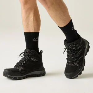 Regatta   Buty męskie trekkingowe wysokie z membraną Holcombe III Czarny, Rozmiar: