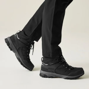 Regatta   Buty męskie trekkingowe wysokie z membraną Regen Vibram Czarny, Rozmiar: