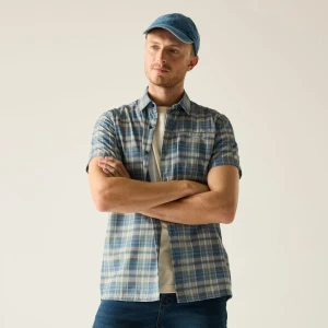 Regatta   Koszula męska z krótkim rękawem Travel Light przeciw insektom Niebieski, Rozmiar: