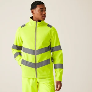 Regatta Professional Men's Hi-Vis Pro Contract Ablaze 2 Layer Softshell Jacket Żółty, Rozmiar: