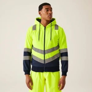 Regatta Professional   Męska bluza z kapturem odblaskowa Hoodie Żółty, Rozmiar: