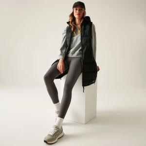 Regatta Regatta Kamizelka damska pikowana długa Ganella Czarny, Rozmiar: