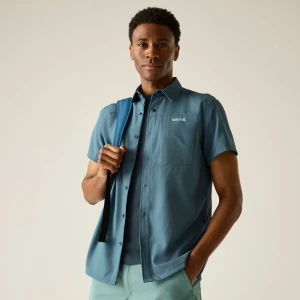 Regatta Regatta Koszula męska z krótkim rękawem Travel Light przeciw insektom Niebieski, Rozmiar: