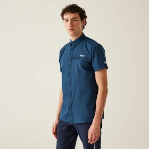 Regatta Regatta Koszula męska z krótkim rękawem Travel Packaway przeciw insektom Niebieski, Rozmiar: