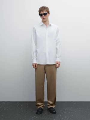 Regular Fit 100% Cotton Shirt - Biały - - Massimo Dutti - Mężczyzna