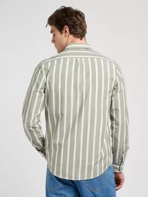 Regular Lee Button Down Olive Stone Stripe Size
