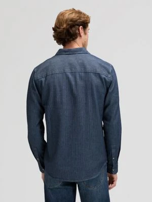 Regular Leesure Shirt Indigo Railroad Texture Size