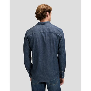 Regular Leesure Shirt Indigo Railroad Texture Size