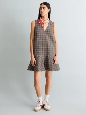 Regularna sukienka z falbanką w kratę Marc O'Polo