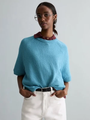Regularny sweter z krótkim rękawem Marc O'Polo modrá