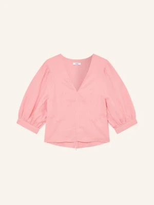 Reiss Bluzka Evie Z Lnu Z Rękawami 3/4 rosa