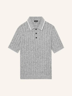Reiss Dzianinowa Koszulka Polo Denby schwarz
