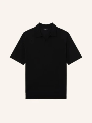 Reiss Dzianinowa Koszulka Polo Duchie Z Wełny Merynosowej schwarz