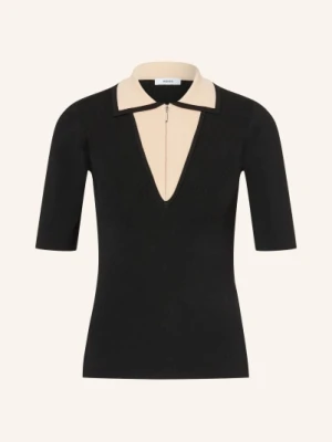 Reiss Dzianinowa Koszulka Polo schwarz