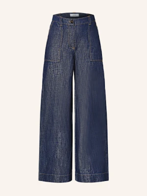 Reiss Jeansy Wide Leg Ashby Z Lnem blau