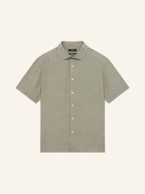 Reiss Koszula Z Krótkim Rękawem Holiday Slim Fit Z Lnu gruen OLIWKOWY